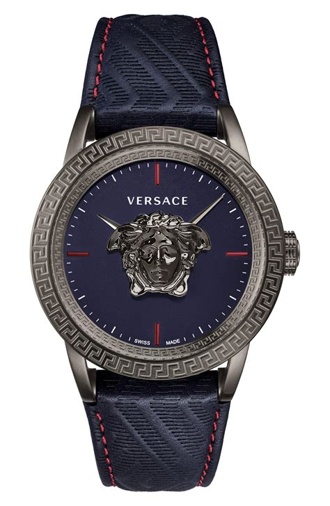 versace mens leather watch